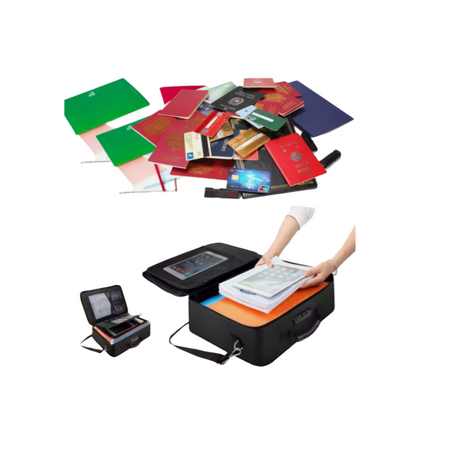 Black Large Capacity Travel Portable Zipped Fireproof Waterproof Storage Document Bag