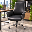 High-Back Executive Office Chair - Sculpted Faux Leather, Black Office Chair Office Chairs