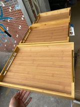 Set of 3 Bamboo Serving Trays Durable and Eco-Friendly