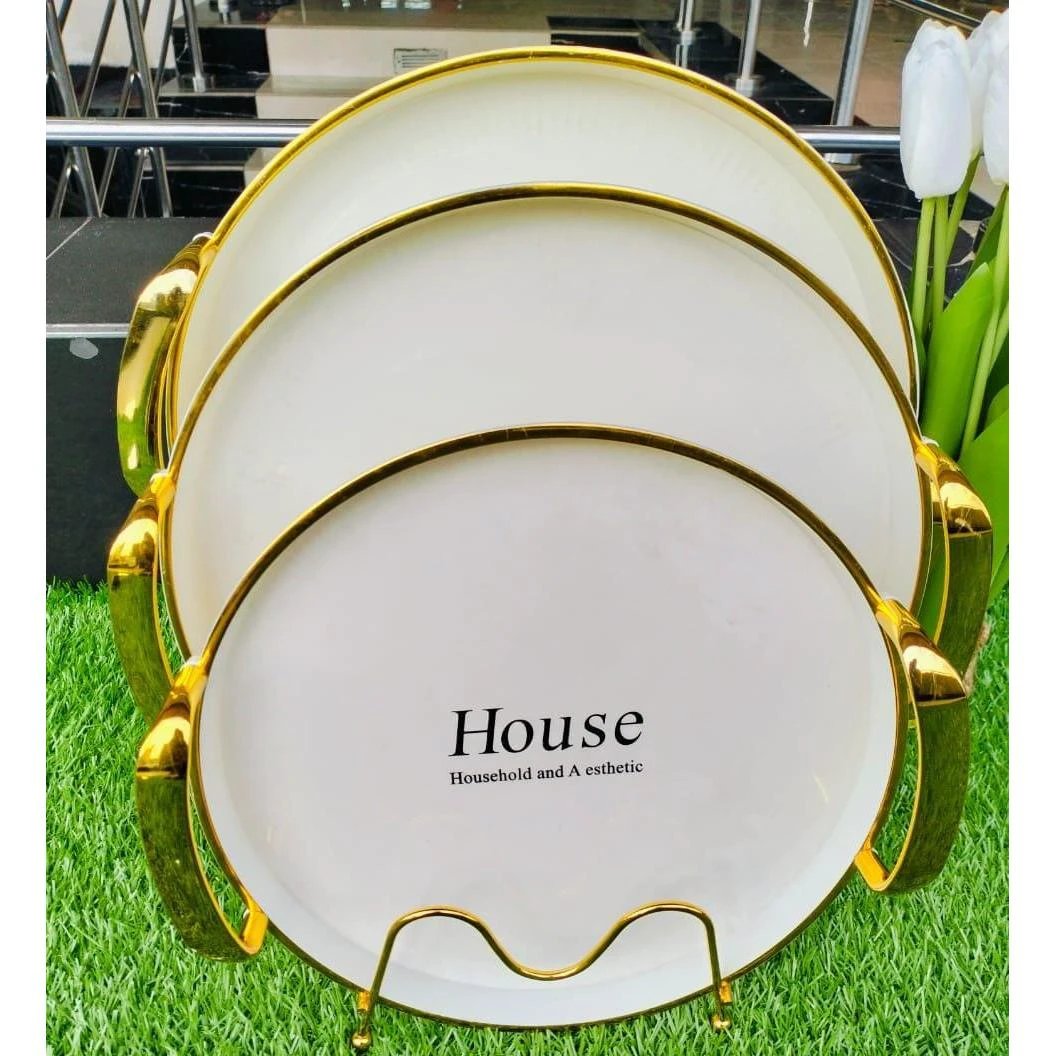 Set of 3 Round Serving Trays – Lightweight, Stackable & Stylish kitchen and dinning Serving Trays