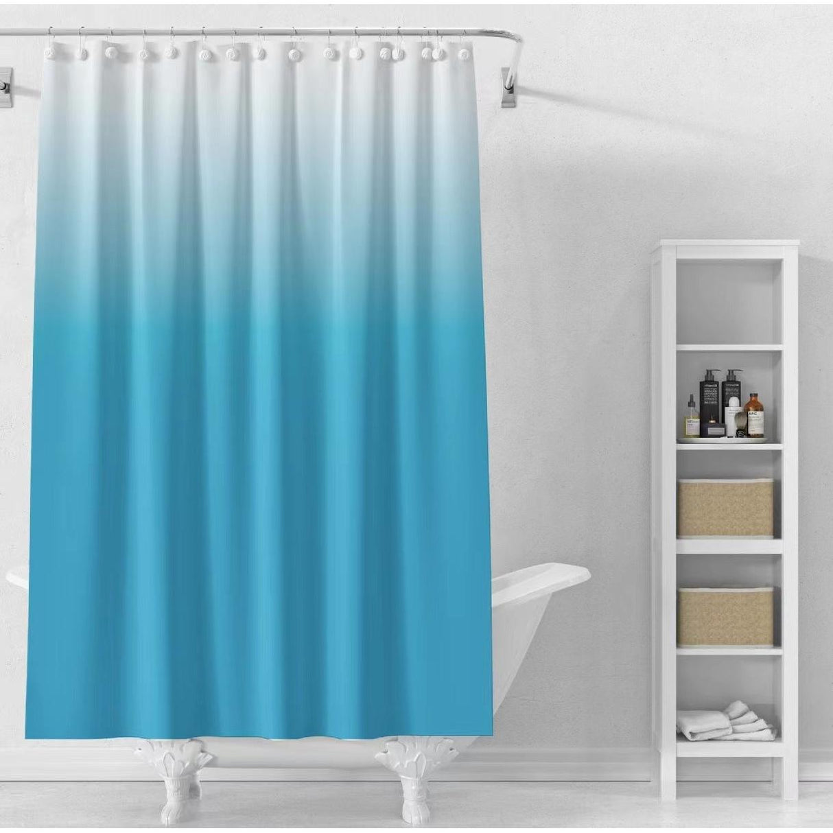 Shower Curtain with Hooks 180x180cm Waterproof PEVA Curtain Non Toxic, Mildew Resistant, Chlorine Free Bathroom Curtain