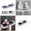 Shower Shelf Home Bathroom Storage | No Holes Lift Bracket & Rod Tray