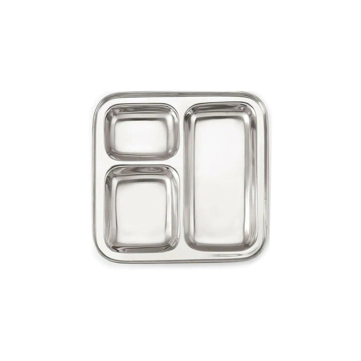 Signature 24 Piece Square Stainless Steel Pav Bhaji Plates Set | 21x21 cm Partitioned Plates | Durable & Stackable