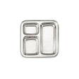 Signature 48 Piece Square Stainless Steel Pav Bhaji Plates Set | 25x25 cm Partitioned Plates | Durable & Stackable