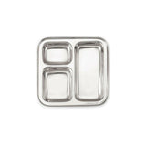 Signature 48 Piece Square Stainless Steel Pav Bhaji Plates Set | 25x25 cm Partitioned Plates | Durable & Stackable