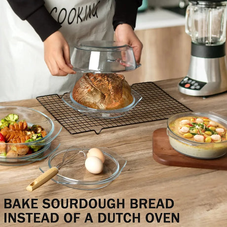 Signature High Quality Glass Casseroles with Glass Lids (Set of 3) | 0.7L, 1L, 1.5L Capacity
