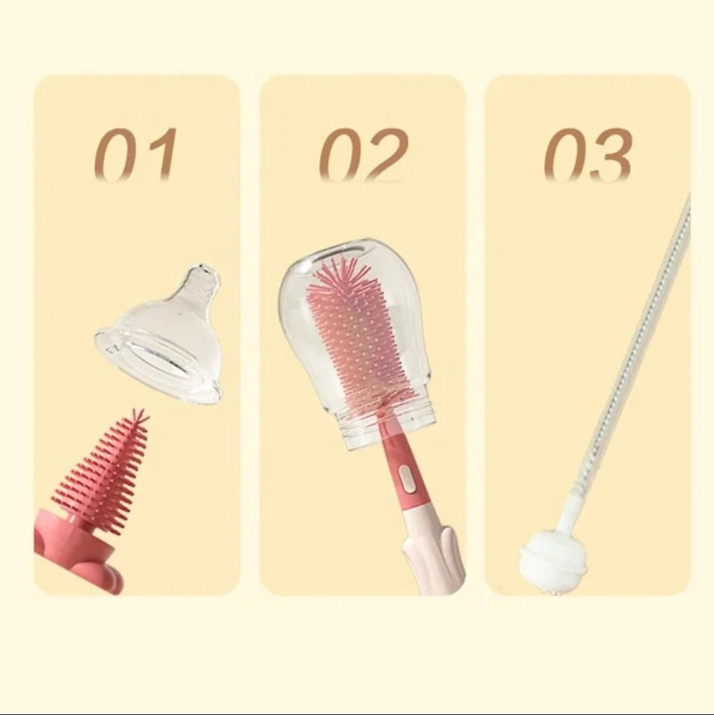 Silicone Bottle Brush Set 360° Rotating Baby Pacifier, Nipple, Cup Cleaning Brushes with Soft Head, Food Grade Material Cleaning Tools Cleaning Brushes & Wipes