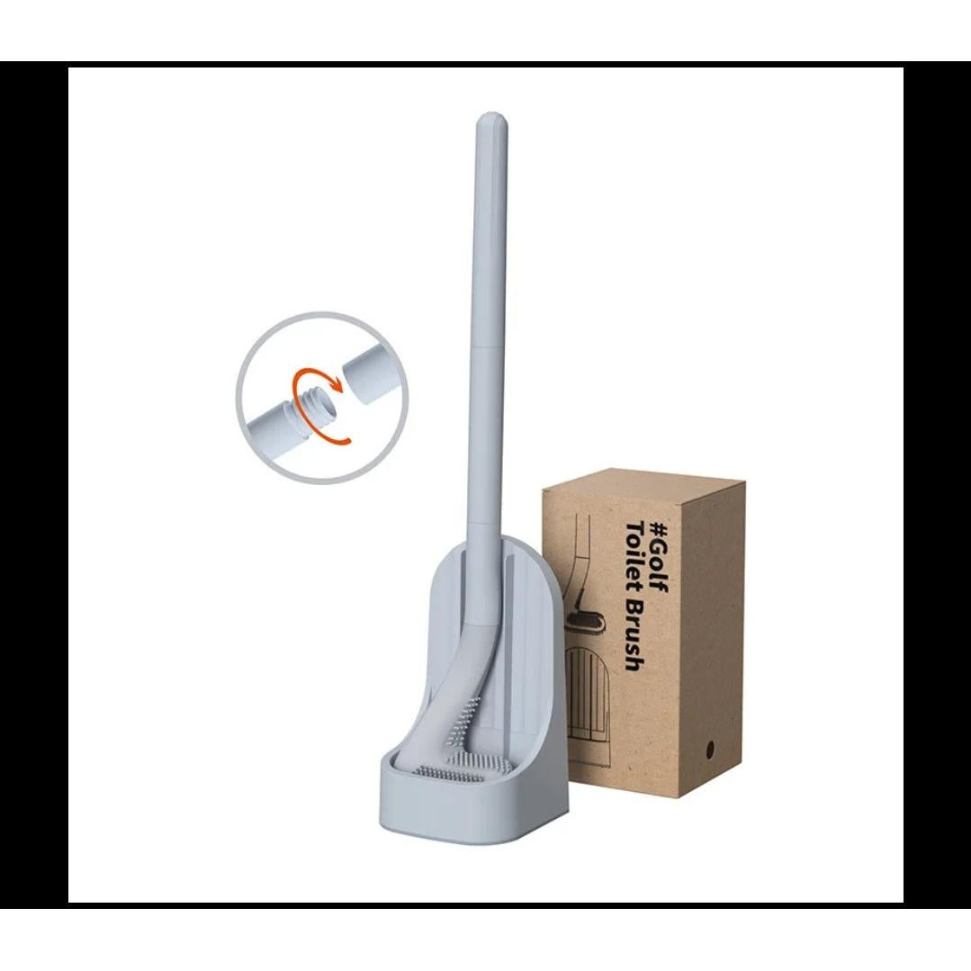 Silicone Bristle Golf Toilet Brush with Drying Holder