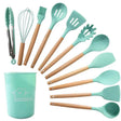 Silicone Kitchenware Set with Wooden Handles Utensil Kitchen Utensil Sets