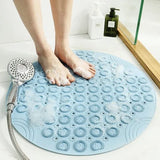 Silicone Round Bathroom Mat 55cm Non Slip with Drain Holes for Shower Safety