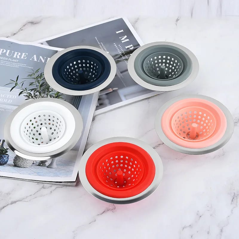 Silicone Sink and Bathtub Drain Strainer with Hair Filter