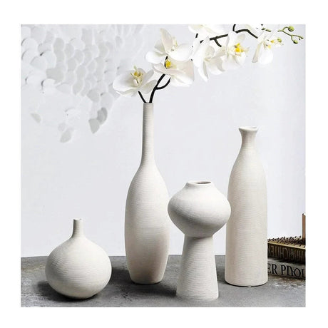 Simple Ceramic 4in1 Modern Home Decor Vase Set | Elegant Ceramic Vases for Stylish Interiors | Set of 4 Outdoor Vases