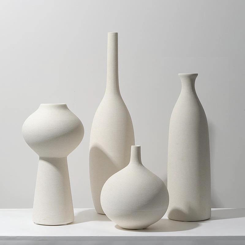 Simple Ceramic 4in1 Modern Home Decor Vase Set | Elegant Ceramic Vases for Stylish Interiors | Set of 4 Outdoor Vases