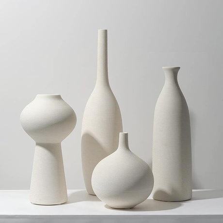 Simple Ceramic 4in1 Modern Home Decor Vase Set | Elegant Ceramic Vases for Stylish Interiors | Set of 4 Outdoor Vases