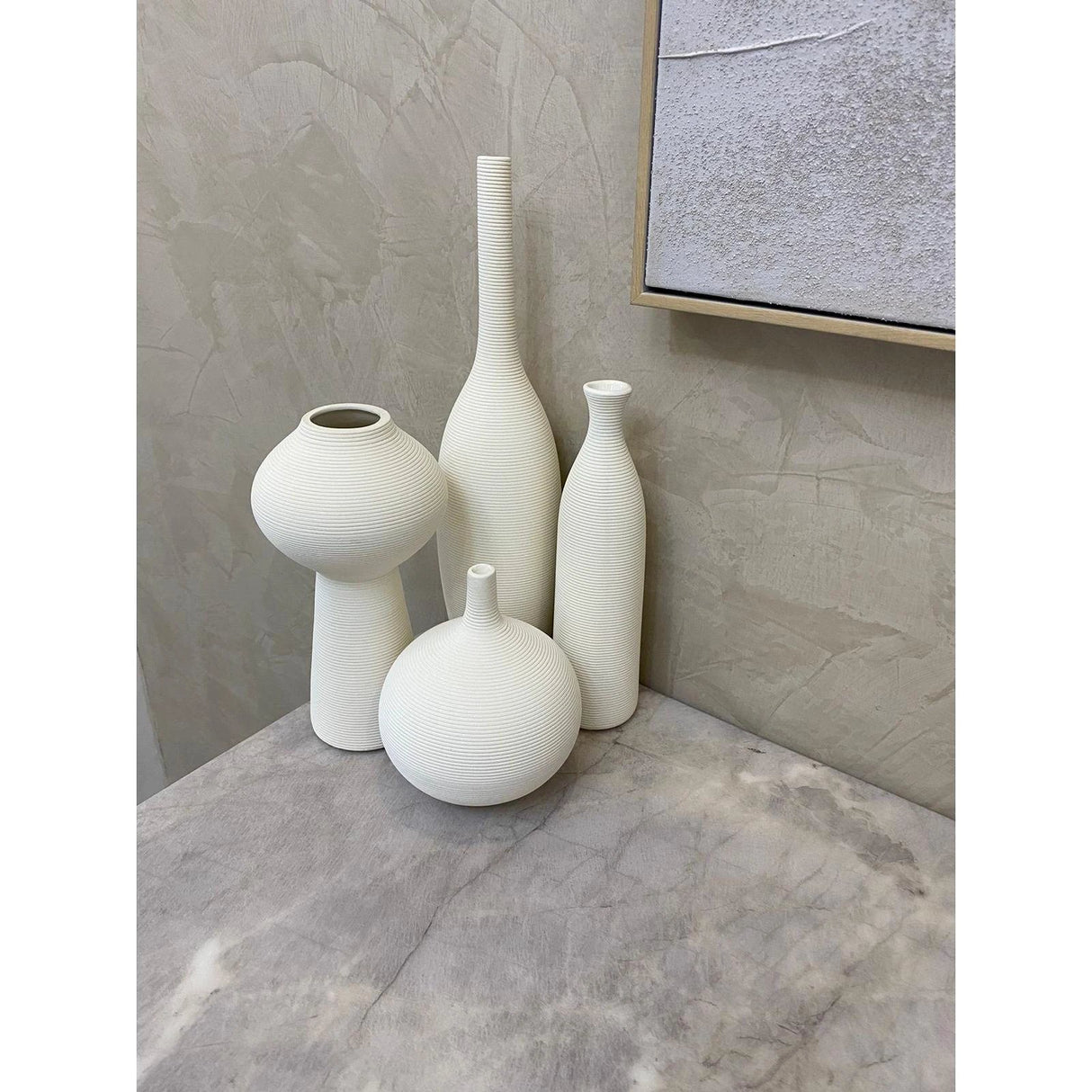 Simple Ceramic 4in1 Modern Home Decor Vase Set | Elegant Ceramic Vases for Stylish Interiors | Set of 4 Outdoor Vases