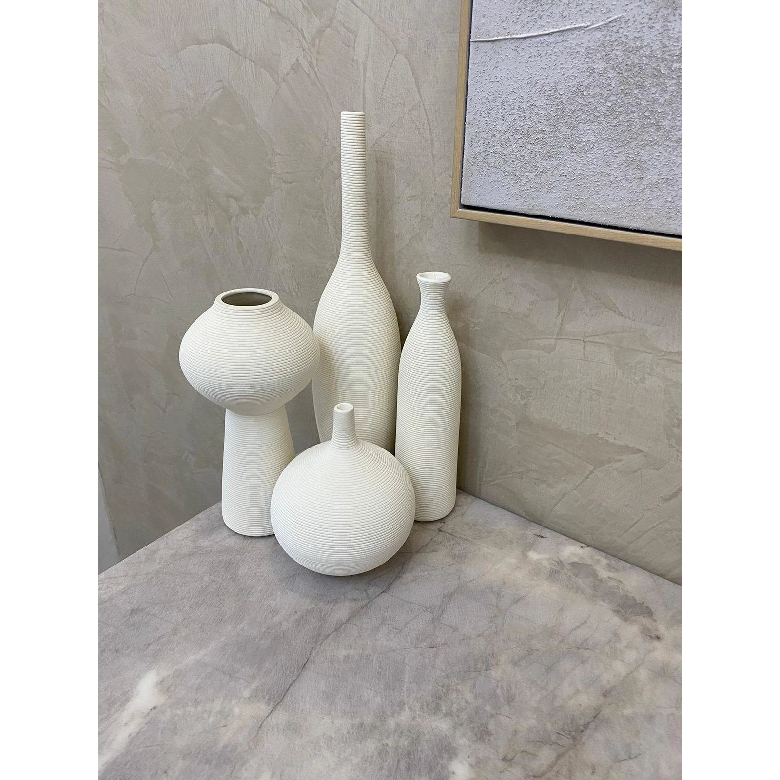 Simple Ceramic 4in1 Modern Home Decor Vase Set | Elegant Ceramic Vases for Stylish Interiors | Set of 4 Outdoor Vases