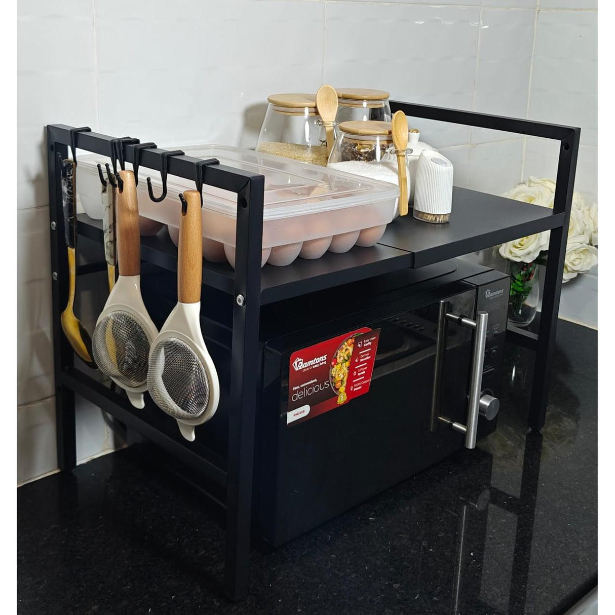 Single Layer Heavy Duty Adjustable Microwave Stand Carbon Steel