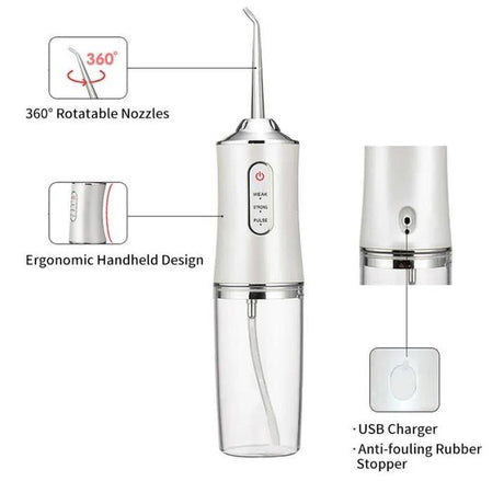 Single Nozzle Portable Oral Irrigator USB Rechargeable Dental Water Flosser Wireless Cordless Water Jet Floss for Teeth Whitening & Mouth Washing