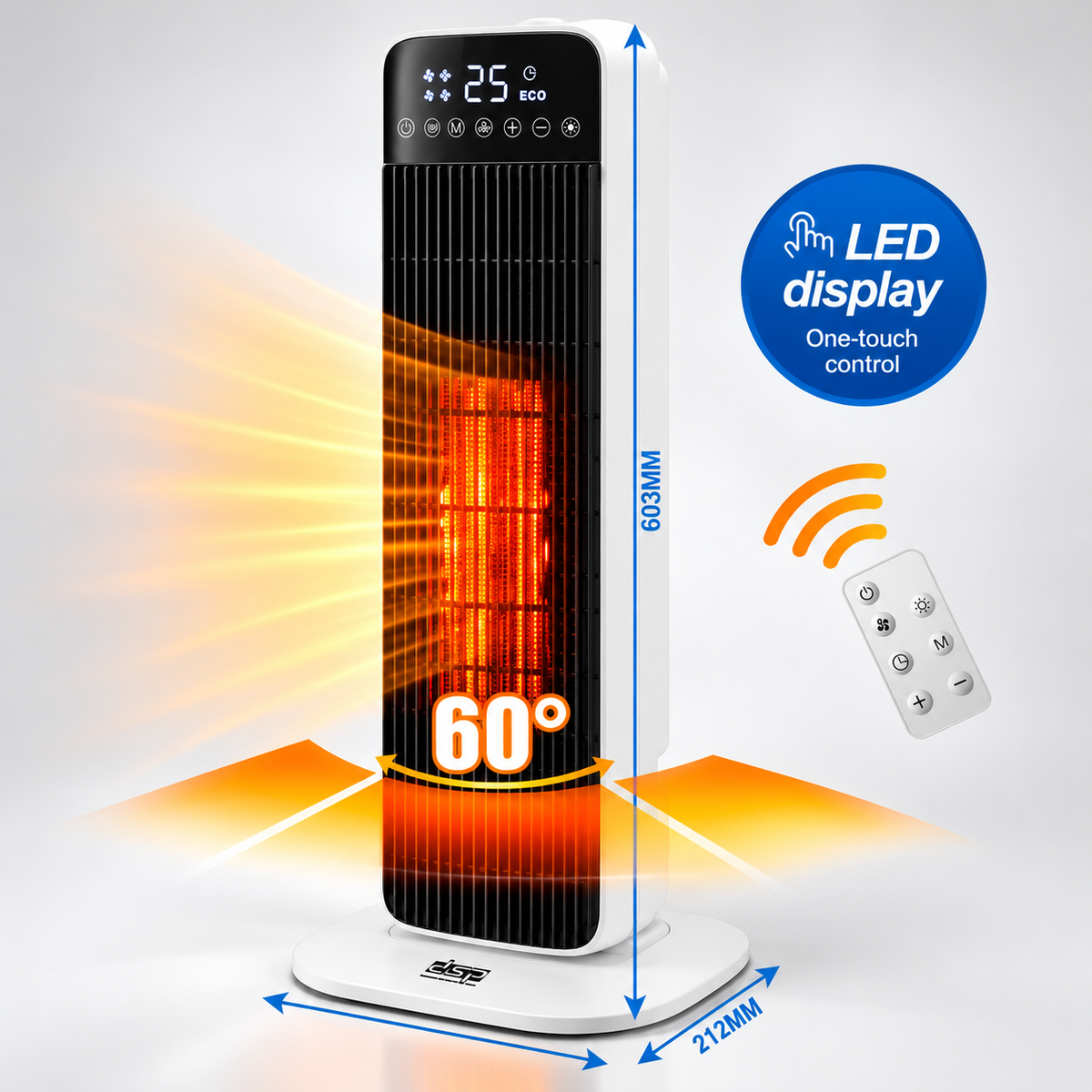 2000W Tower PTC Heater with Oscillation