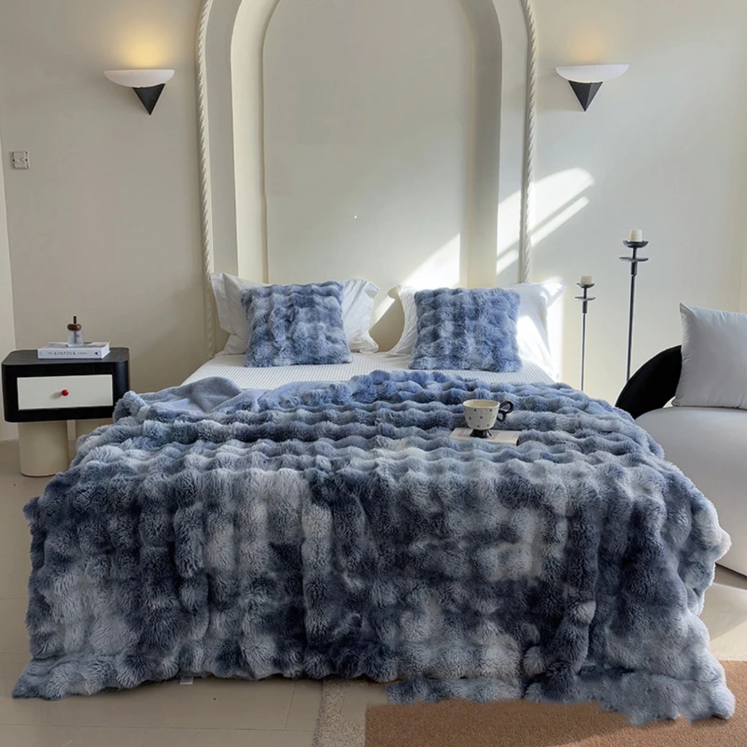 Soft Bubble Winter Throw Blanket Tie Dye Minky Blanket Multifunctional for Bed and Couch
