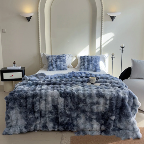 Soft Bubble Winter Throw Blanket Tie Dye Minky Blanket Multifunctional for Bed and Couch