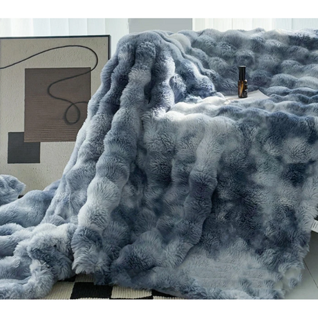 Soft Bubble Winter Throw Blanket Tie Dye Minky Blanket Multifunctional for Bed and Couch