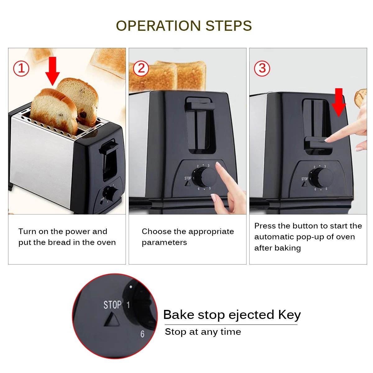 Sokany 2 Slice Stainless Steel Bread Toaster | Compact and Stylish Kitchen Essential