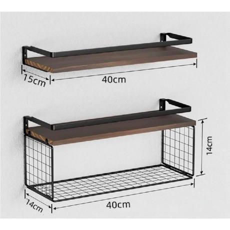 Solid Pine Wood Floating Bathroom Shelves 40cm Modern Wall mounted Storage Available in Grey