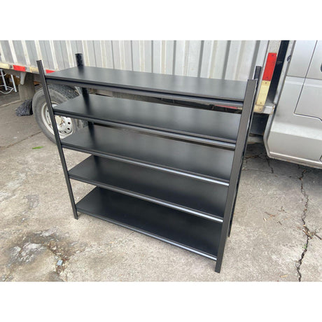 Space Saving 5 Layer Full Metallic Shoe Rack Black