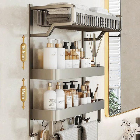 Space Saving 50 cm Multipurpose 3 Tier Compact Towel Organizer Rack for Bathroom, Kitchen, Laundry Wall Mounted 19.7 inches Bathroom Storage Towel Racks