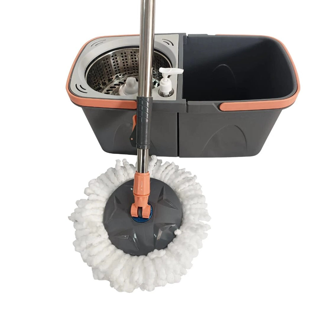 Split Spinning Microfiber Mop with Self Wet and Dry Detachable Bucket Cleaning Supplies Mops