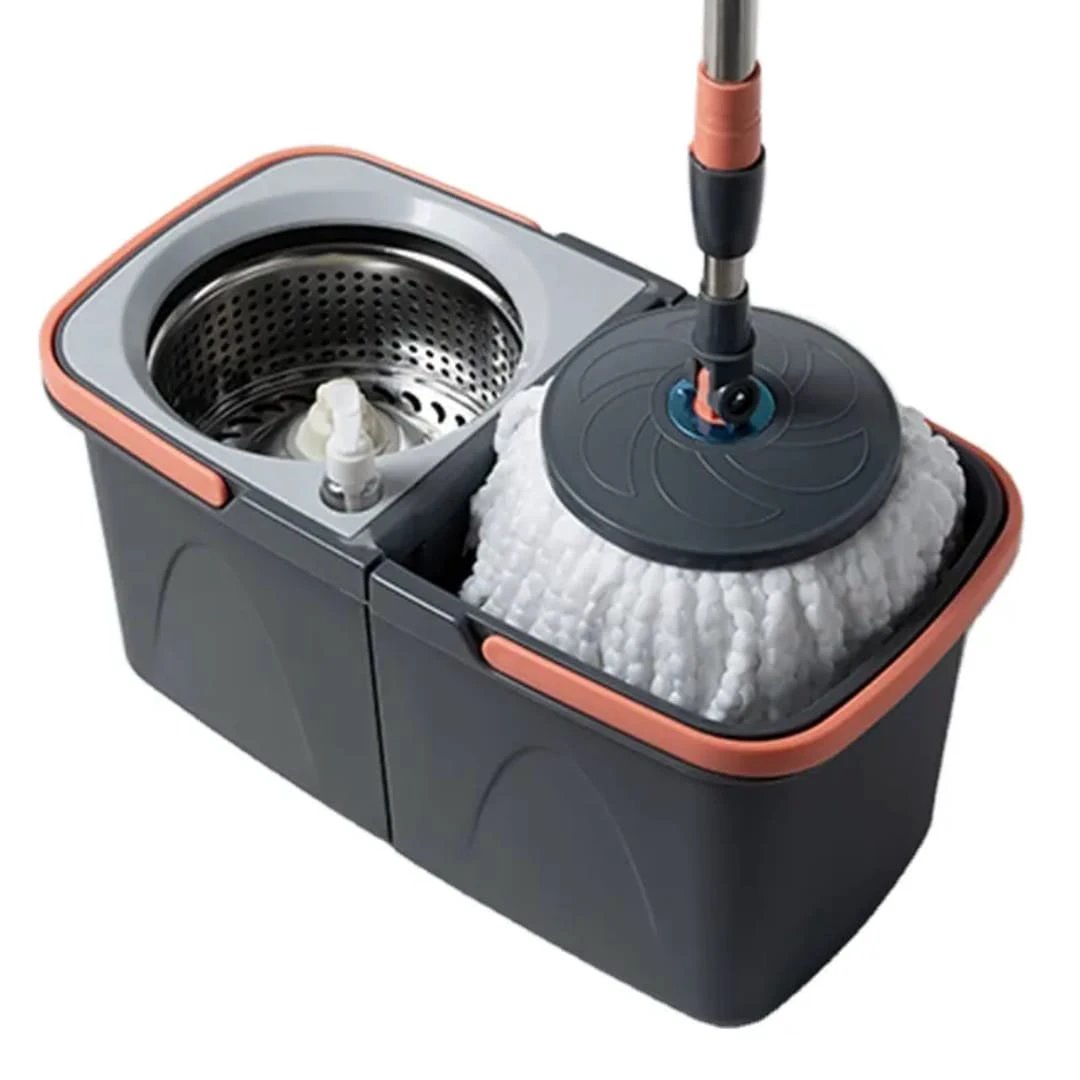 Split Spinning Microfiber Mop with Self Wet and Dry Detachable Bucket Cleaning Supplies Mops