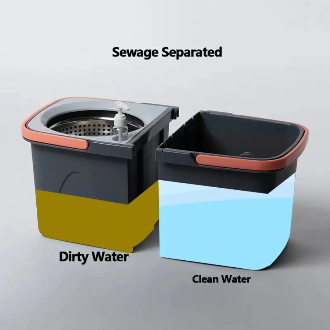 Split Spinning Microfiber Mop with Self Wet and Dry Detachable Bucket Cleaning Supplies Mops