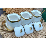 Square Ceramic Canisters | Stylish and Functional | Ideal for Sugar, Coffee, Tea, and Spices