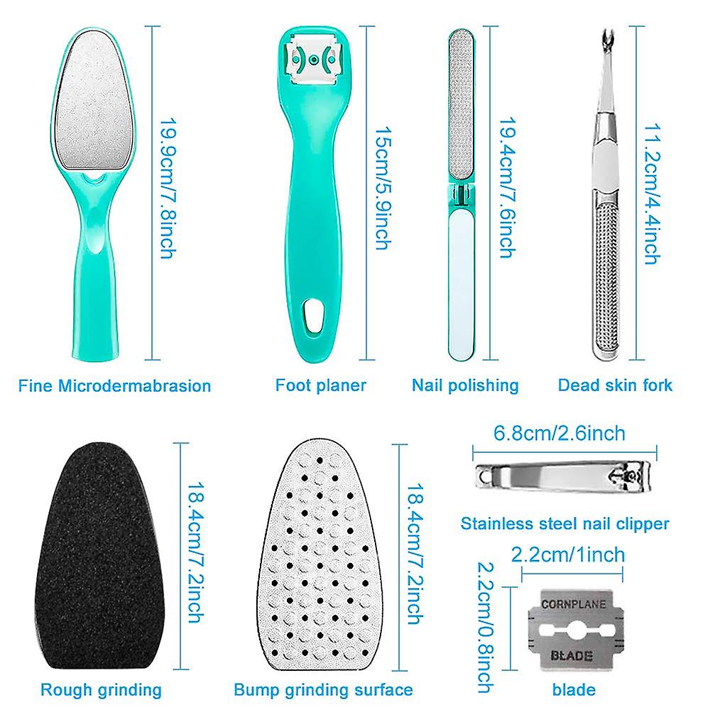 Stainless Steel 7 Piece Pedicure Kit Foot File Set for Callus and Exfoliation