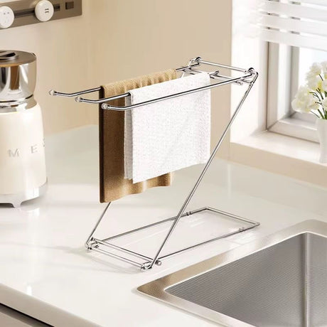 Stainless Steel Dish Cloth & Towel Rack – Z-Shape 3-Bar Holder for Kitchen or Bathroom