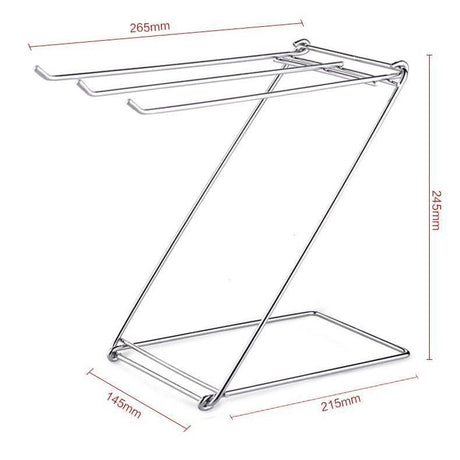 Stainless Steel Dish Cloth & Towel Rack – Z-Shape 3-Bar Holder for Kitchen or Bathroom