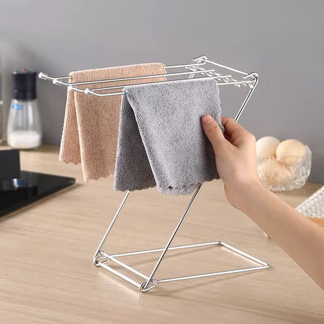 Stainless Steel Dish Cloth & Towel Rack – Z-Shape 3-Bar Holder for Kitchen or Bathroom