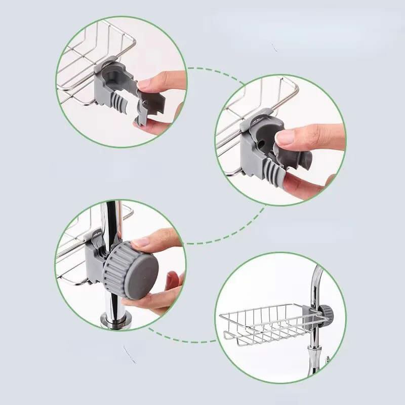 Stainless Steel Faucet Rack & Sink Tidy with Towel Holder