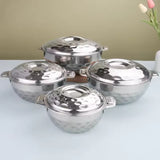Stainless Steel Insulated Hotpot | 4pcs Set, Sizes 1000/1500/2500/3500, Durable Food Warmer