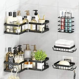 Stainless Steel Space Saving 5pc Bathroom Organizer Set Shower Caddies & Soap Holders