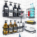 Stainless Steel Space Saving 5pc Bathroom Organizer Set Shower Caddies & Soap Holders Bathroom Storage Bathroom Accessories