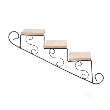 Staircase Wall Hanging Flower Shelf Wrought Iron & Wood, Modern Design for Living Room, Office, and Corridor Decor