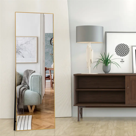 Standing/Dressing Mirrors with Metallic Frame – L160cm x W40cm (Available in Black and Gold)