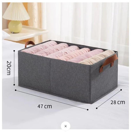 Steel Frame Foldable Durable Non-Woven Fabric Storage Box| Home Office Storage| Bedroom | Living Room Closet Organizer| Wardrobe Clothing Organizer for Jeans Pants Socks Shirts Underwear Sweaters 47cm x 28cm x 20cm, Green, Grey