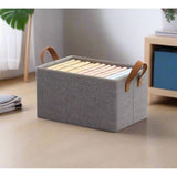 Steel Frame Foldable Durable Non-Woven Fabric Storage Box| Home Office Storage| Bedroom | Living Room Closet Organizer| Wardrobe Clothing Organizer for Jeans Pants Socks Shirts Underwear Sweaters 47cm x 28cm x 20cm, Green, Grey