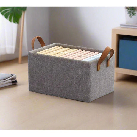 Steel Frame Foldable Durable Non-Woven Fabric Storage Box| Home Office Storage| Bedroom | Living Room Closet Organizer| Wardrobe Clothing Organizer for Jeans Pants Socks Shirts Underwear Sweaters 47cm x 28cm x 20cm, Green, Grey