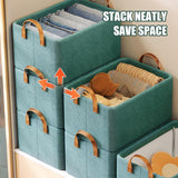 Steel Frame Foldable Durable Non-Woven Fabric Storage Box| Home Office Storage| Bedroom | Living Room Closet Organizer| Wardrobe Clothing Organizer for Jeans Pants Socks Shirts Underwear Sweaters 47cm x 28cm x 20cm, Green, Grey