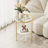 Stone Plate Side Table Living Room Simple Mobile Corner Table Sofa round Glass Mini Side Table Creative Small Coffee Table size 40*50