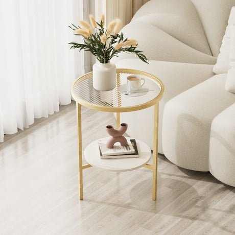 Stone Plate Side Table Living Room Simple Mobile Corner Table Sofa round Glass Mini Side Table Creative Small Coffee Table size 40*50